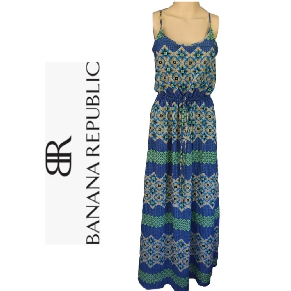 Banana Republic Spaghetti Strap Boho Pattern Maxi Dress - Size 8